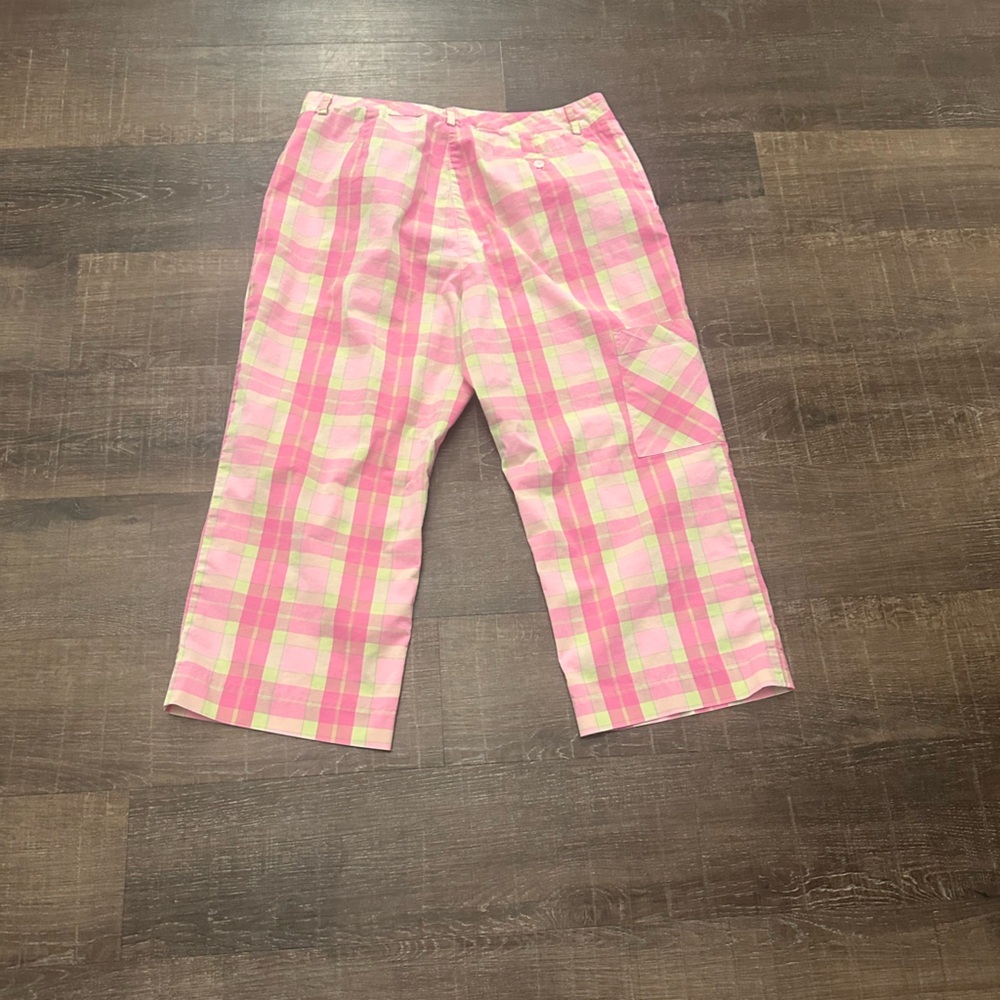 Lilly Pulitzer Vintage Pink and Green Plaid Capris Size 8 - Picture 2 of 6